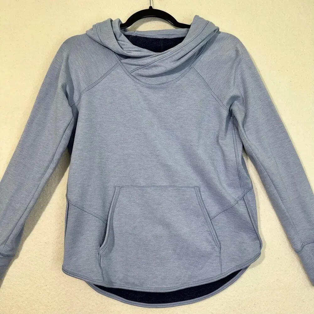 Lululemon Time Out Hoodie Tech Sweatshirt Heathered Indigo Blue Size 6 Athletic